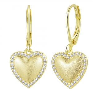 Surgical steel hypoallergenic matte hanging puffed heart earring