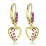 Surgical steel hypoallergenic Hanging puffed heart earring with color