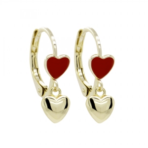 Surgical steel hypoallergenic double hanging heart earring