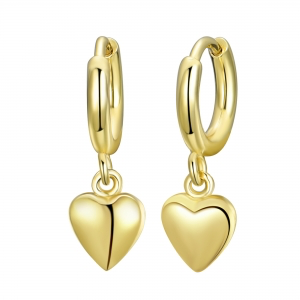 Surgical steel hypoallergenic hanging shiny puffed heart earring