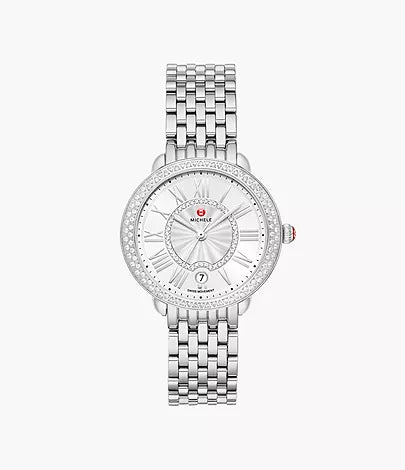 Michele Serein Mid Stainless Steel Diamond Watch