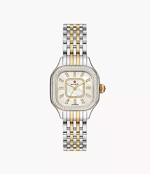 Michele Meggie Two-Tone Diamond Stainless Steel Watch