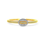 Italian mesh bangle with oval pave stud in center