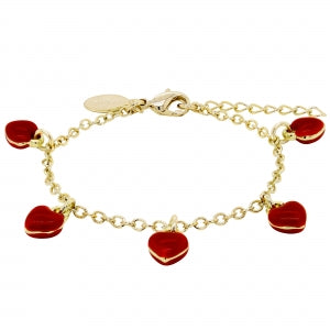 kids charm bracelet with red heart charms