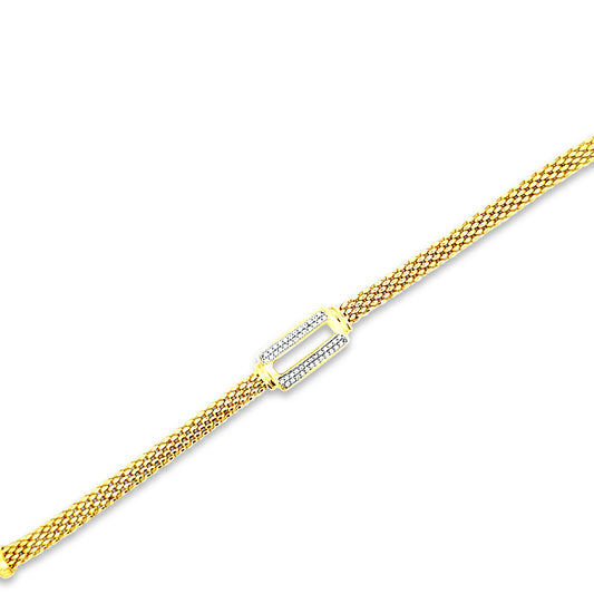 Italian gold mesh bracelet with open square in center