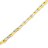 Sterling silver gold links bracelet with cz diamond on ends