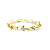 Sterling silver gold links bracelet with cz diamond on ends