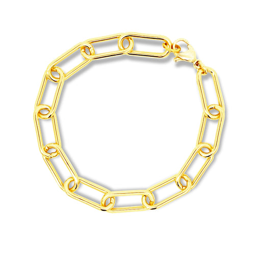 Gold large paperclip chain bracelet