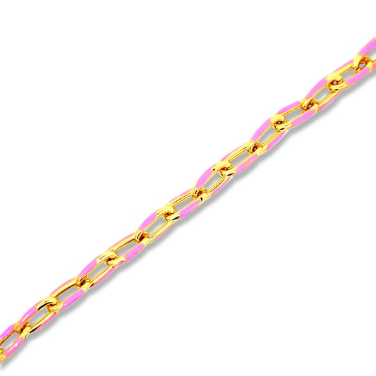 Pink enamel link bracelet