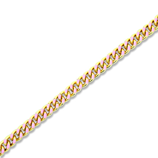 Pink enamel cuban link bracelet