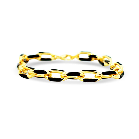 Black enamel link bracelet