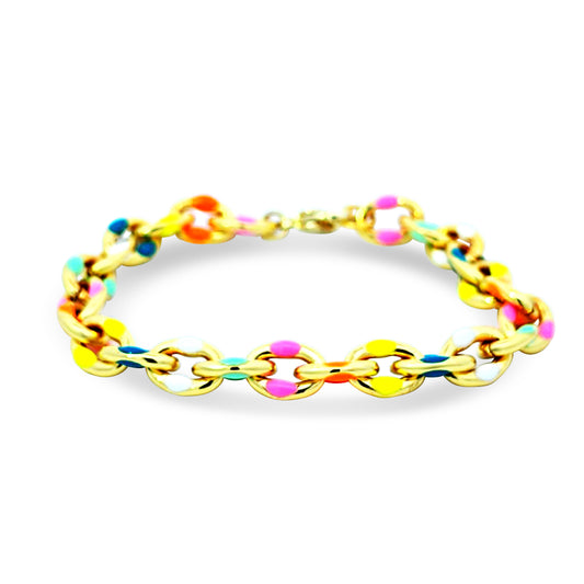 Colorful enamel link bracelet