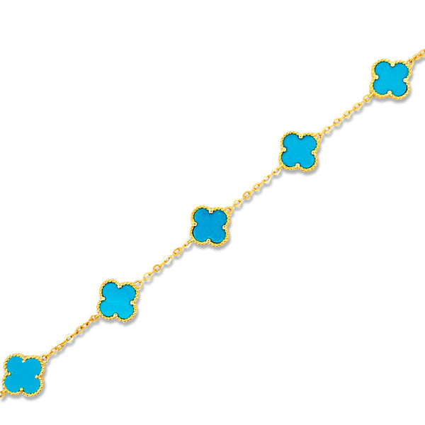 ★tow tow archive★ Full Clover Bracelet Turquoise TBH22ABTB Wholesale Women Fashion Simple Four-Leaf Clover Bracelet