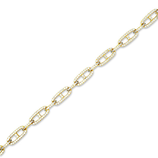 Sterling silver dainty diamond link bracelet