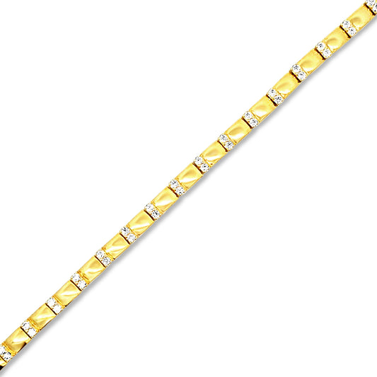 Sterling silver gold shiny bracelet with cz diamond