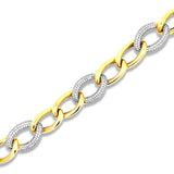 Italian sterling silver large chain link bracelet with pave diamond links