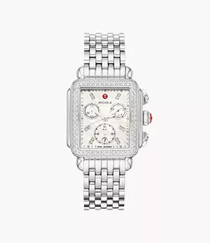 Michele Deco Stainless Diamond Watch