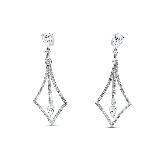 Sterling silver open diamond shape earring