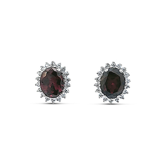 Sterling silver princess Diana smaller size stud earring in red