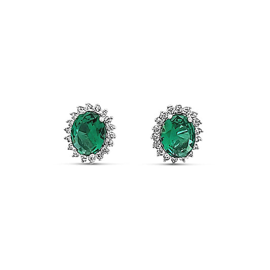 Sterling silver small size princess Diana earring in green