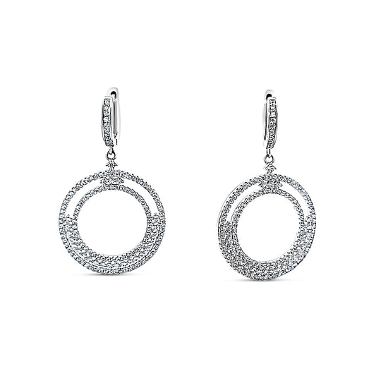 Sterling silver hanging earring with large circular open bottom