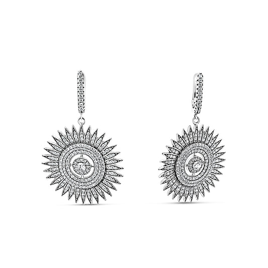 Sterling silver hanging starburst earring