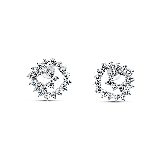 Sterling silver diamond swirl stud earrings