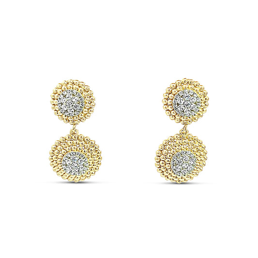 Sterling silver double circle beaded gold hanging earring