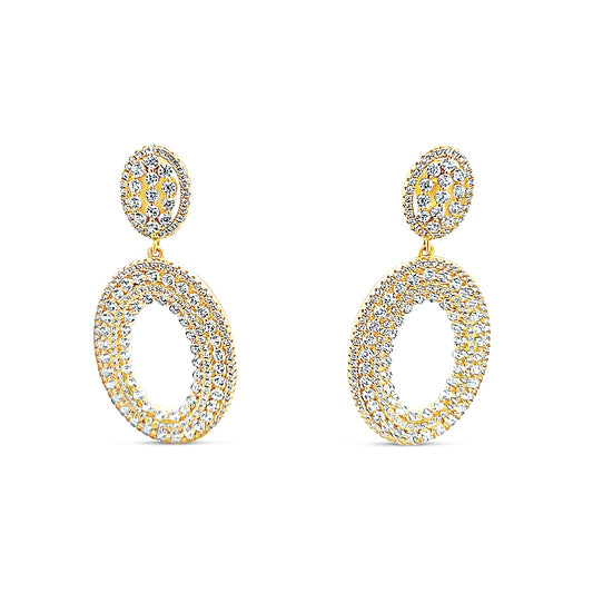 Sterling silver double oval diamond earring