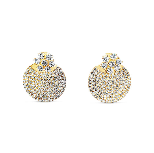 Sterling silver detachable flower earring with large pave back disc