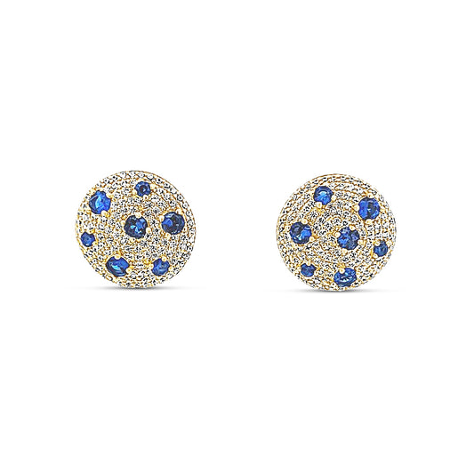 Sterling silver large pave earring with sapphire and diamonds