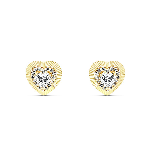 Sterling silver heart shaped earring with gold border