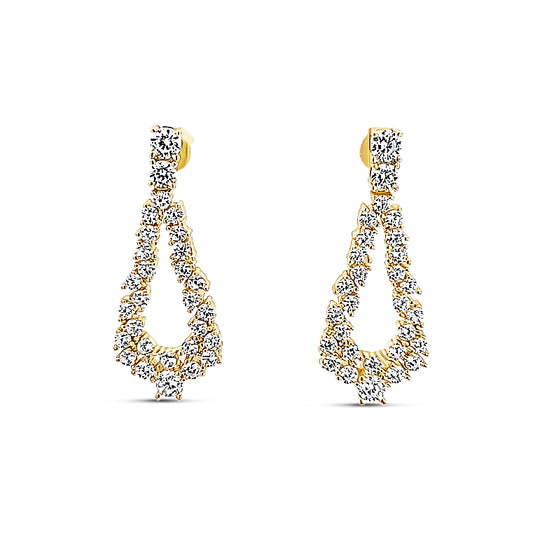 Sterling silver open teardrop earring with scattered diamonds