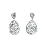 Sterling silver teardrop earring with baguette diamond center