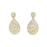 Sterling silver teardrop earring with baguette diamond center