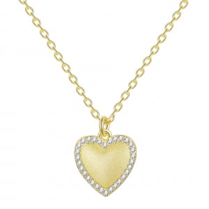 Kids matte heart necklace with diamonds on edges