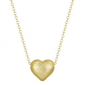 Matte gold puff heart necklace medium necklace