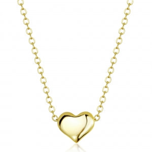 Shiny gold puff heart necklace small size