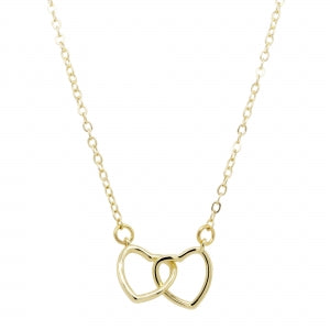 Double open linked hearts necklace