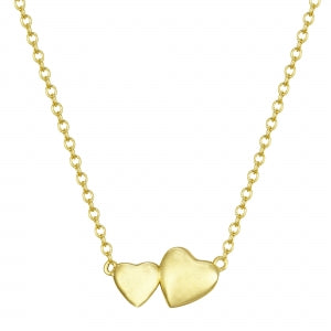 Matte gold plated double heart necklace