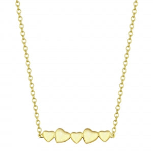 Matte gold puffed heart bar necklace