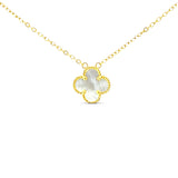 Sterling silver white mother of pearl clover necklace on gold plated chain