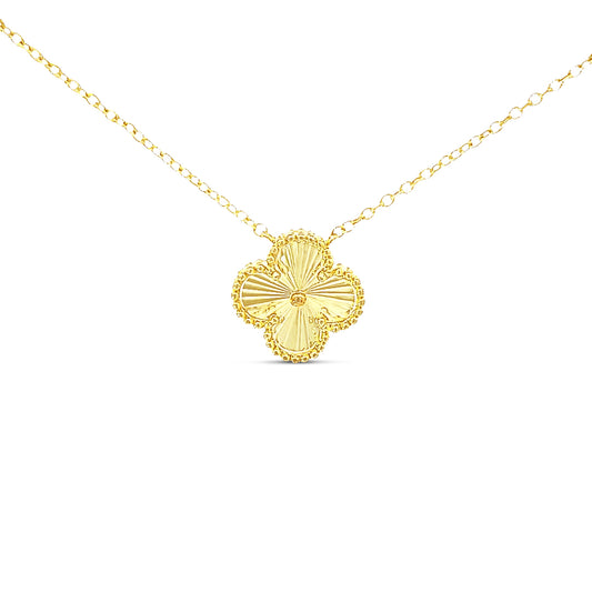 Sterling silver gold clover necklace on gold plated chain