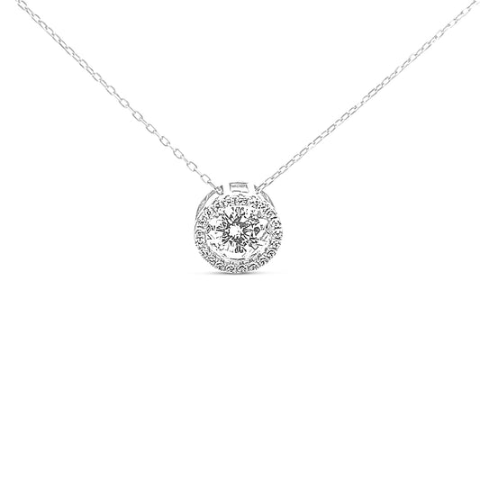 Sterling silver dancing diamond solitaire necklace