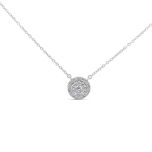 Sterling silver round cz diamond illusion solitaire necklace