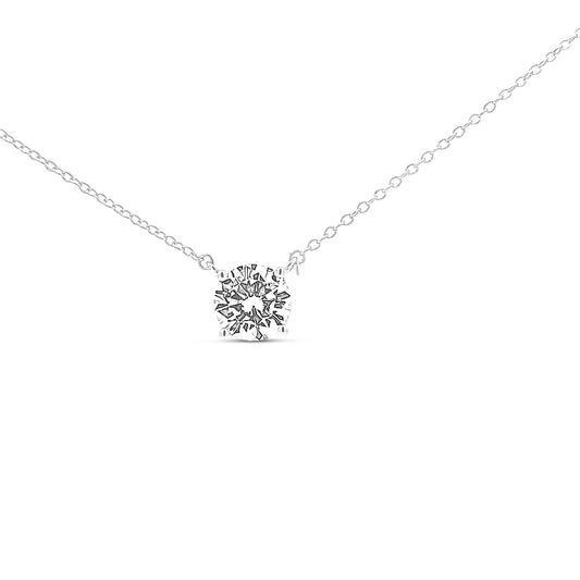 Sterling silver round cz diamond solitaire necklace