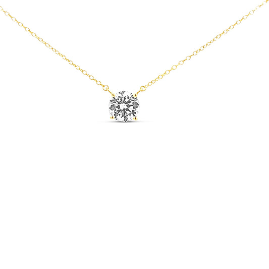 Sterling silver round cz diamond solitaire necklace