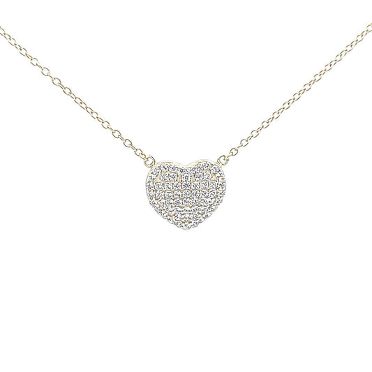 Sterling silver yellow pave solitaire heart necklace