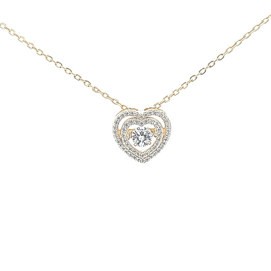 Sterling silver dancing diamond heart shape solitaire necklace