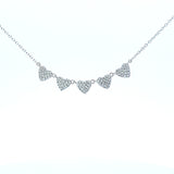 Sterling silver pave heart shape bar necklace